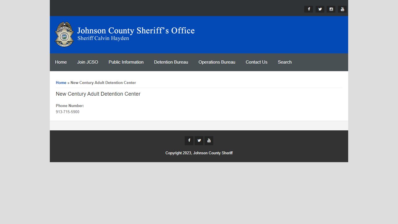 New Century Adult Detention Center | Johnson County Sheriff